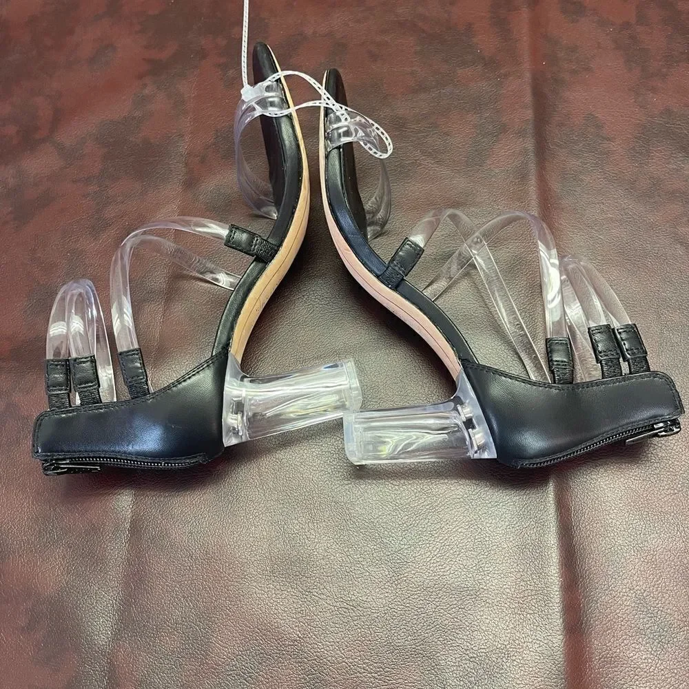 Deltan clear and‎ black heels new without tags, size 6.5